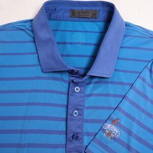 G/FORE Mens XL Blue Striped Golf Polo The Foundry Golf Club Richmond VA